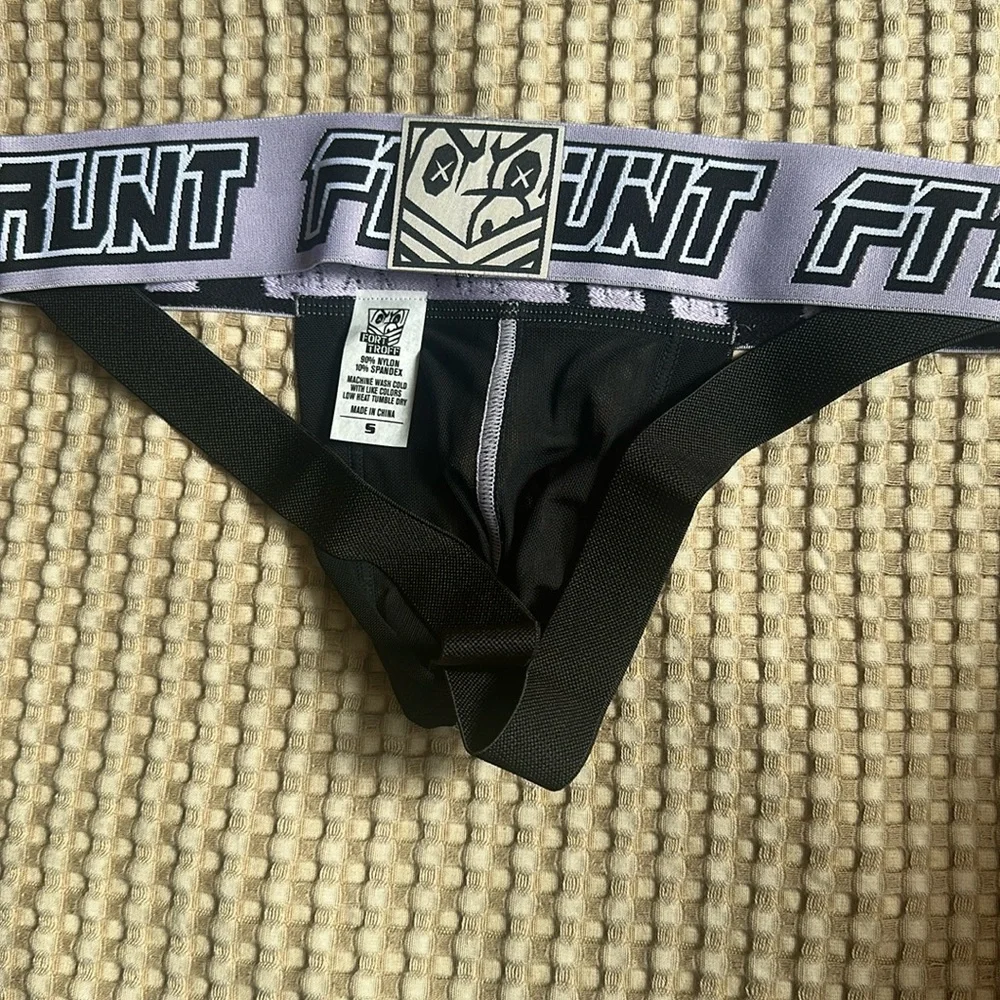 Fort Troff Men's Black and Lavender Sheer Mesh Shadow Jockstrap